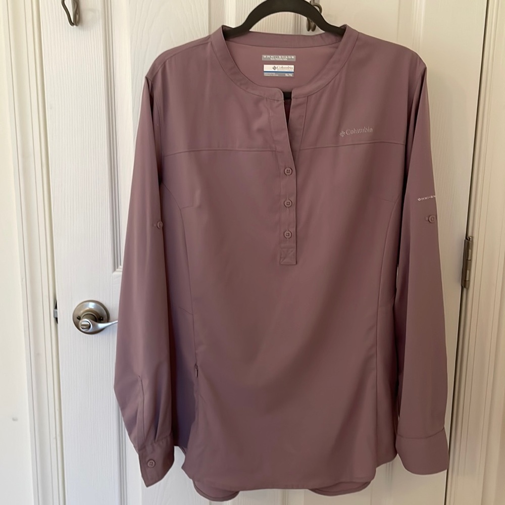 Columbia XL long sleeve lavender omni-shade sun protection zipper pocket